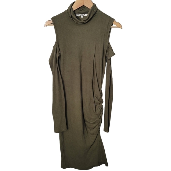 Pam and Gela Olive Green Cold Shoulder Turtleneck Dress - Picture 3 of 11